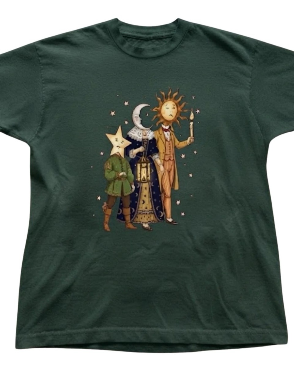 Forest Green Celestial Characters Short Sleeve Tee